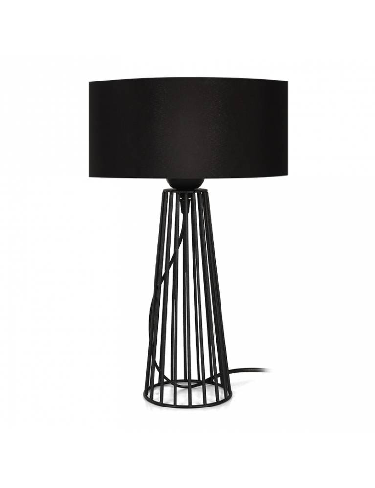 Φωτιστικό επιτραπέζιο Filip Megapap E27 μεταλλικό - υφασμάτινο χρώμα μαύρο 25x2