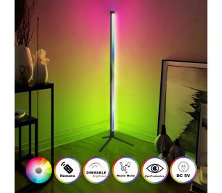 Φωτιστικό δαπέδου RGB LED Space Megapap με ασύρματο χειριστήριο χρώμα μαύρο Ø25x