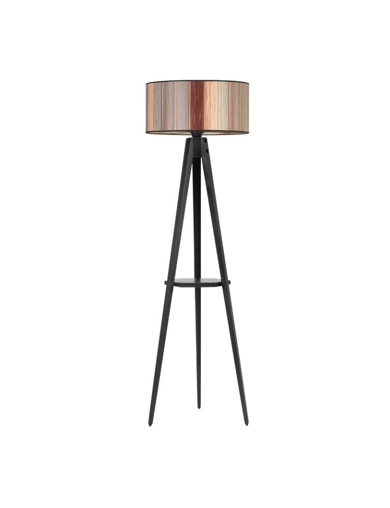 Φωτιστικό δαπέδου Parry Megapap ξύλο/ύφασμα χρώμα μαύρο - καφέ 45x45x155εκ.