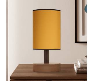 Φωτιστικό επιτραπέζιο Volge Megapap E27 ξύλο/ύφασμα χρώμα κίτρινο 15x15x34εκ.