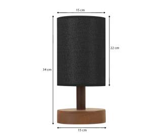 Φωτιστικό επιτραπέζιο Volge Megapap E27 ξύλο/ύφασμα χρώμα μαύρο 15x15x34εκ.