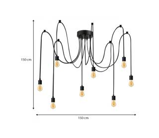 Φωτιστικό οροφής Octopus Megapap E27 οκτάφωτο χρώμα μαύρο 150εκ.