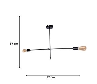 Φωτιστικό οροφής Nimo Megapap E27 μεταλλικό δίφωτο χρώμα μαύρο 92x12x57εκ.