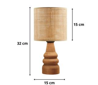 Φωτιστικό επιτραπέζιο Tino Megapap E27 pe rattan - ξύλο χρώμα φυσικό Ø15x32εκ.