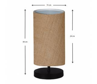 Φωτιστικό επιτραπέζιο Huls Megapap ύφασμα/ξύλο/μέταλλο χρώμα φυσικό/μαύρο 1