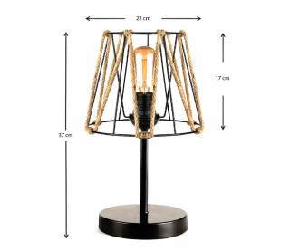 Φωτιστικό επιτραπέζιο Clancy Megapap E27 σχοινί/μεταλλικό χρώμα μαύρο 22x17x37εκ.