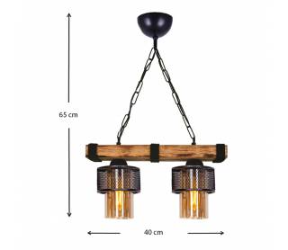 Φωτιστικό οροφής Eliana Megapap E27 ξύλινο/μεταλλικό δίφωτο σε μαύρο/καρυδί 40x