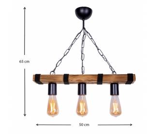 Φωτιστικό οροφής Mako Megapap E27 ξύλινο τρίφωτο χρώμα καρυδί/μαύρο50x10x65εκ.