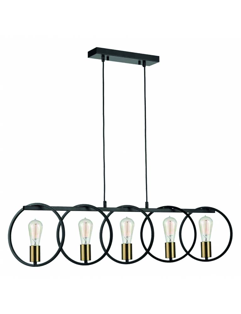 KQ 9016-5 HOOP PENDANT BLACK & BRUSHED BRASS Γ4