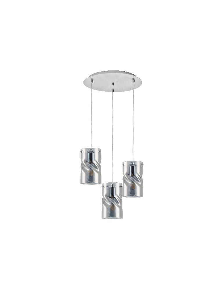 KQ S0616-3 TWIST SMOKEY PENDANT GLASS+