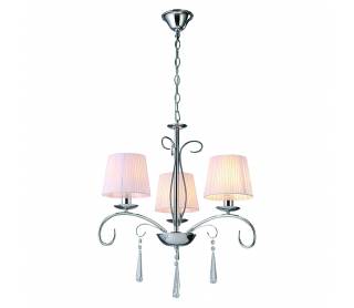 KQ 9007-3 FLAREN NICKEL PENDANT CRYSTALS & WHITE SHADES 1Ζ2