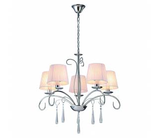 KQ 9007-5 FLAREN NICKEL PENDANT CRYSTALS & WHITE SHADES 1Ζ2