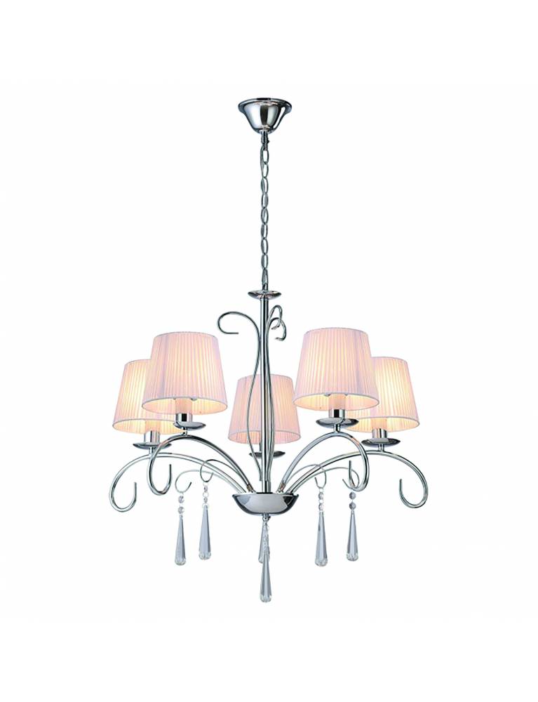 KQ 9007-5 FLAREN NICKEL PENDANT CRYSTALS & WHITE SHADES 1Ζ2