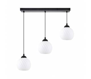 KQ 8865-3 SWIRL BLACK PENDANT WITH WHITE GLASSES Ε3