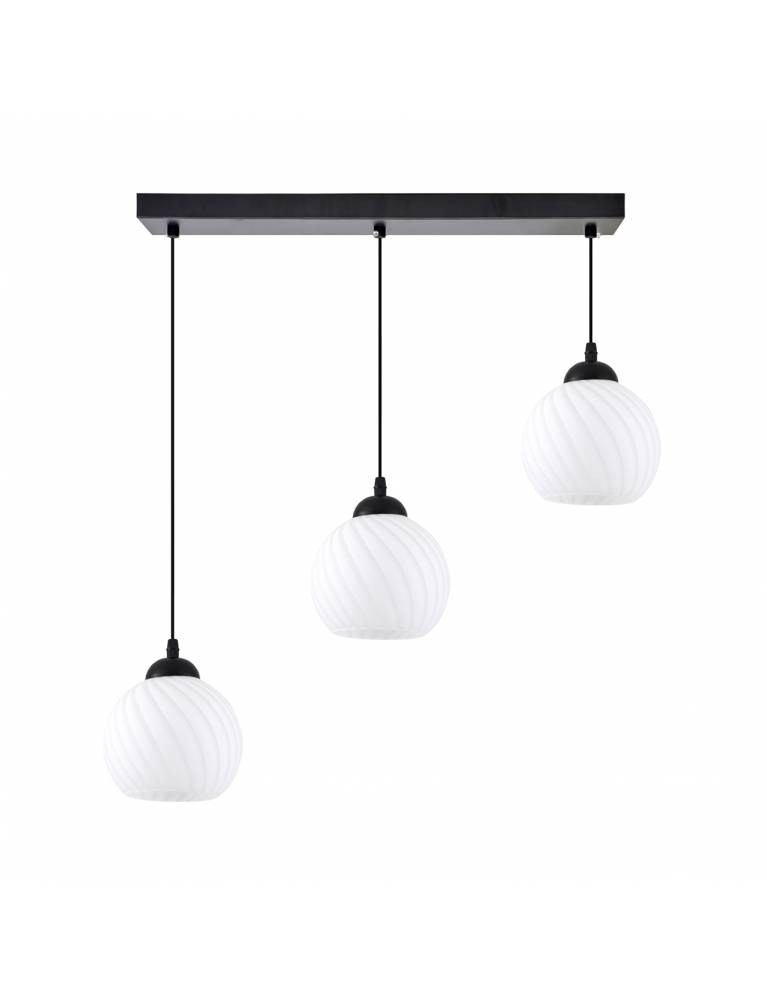 KQ 8865-3 SWIRL BLACK PENDANT WITH WHITE GLASSES Ε3