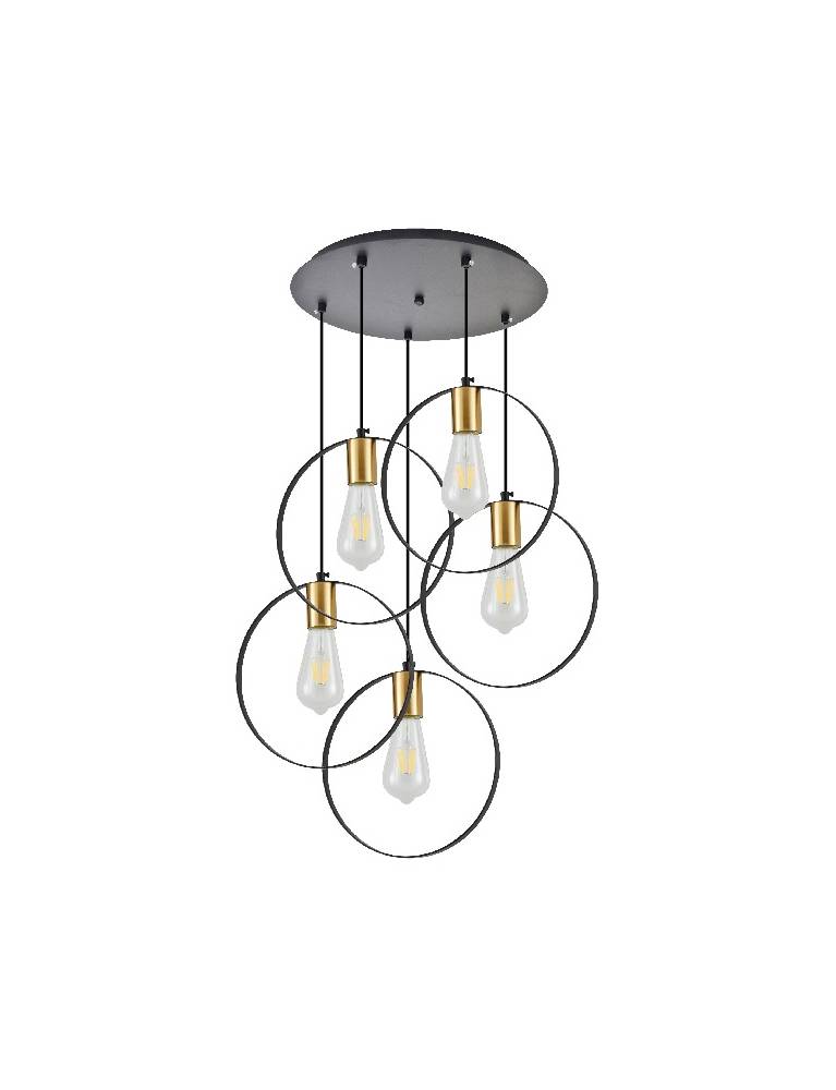 KQ 9016-5P HOOP PENDANT BLACK & BRUSHED BRASS+