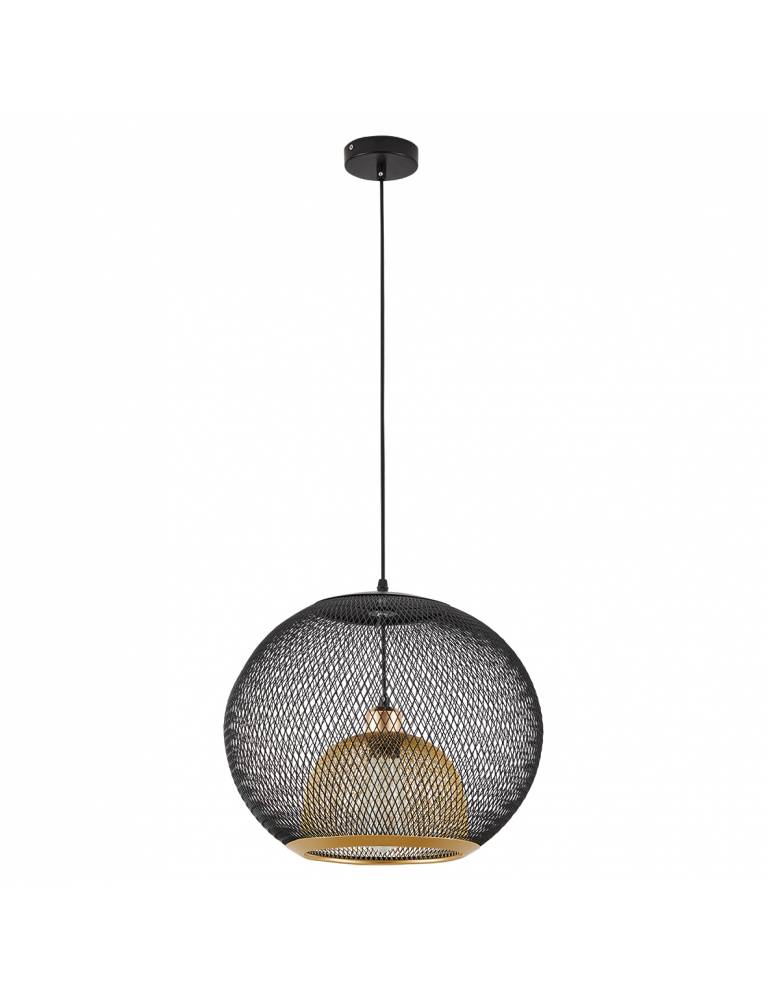 SE21-BG-40 LANDER BLACK & GOLD METAL GRID PENDANT E4