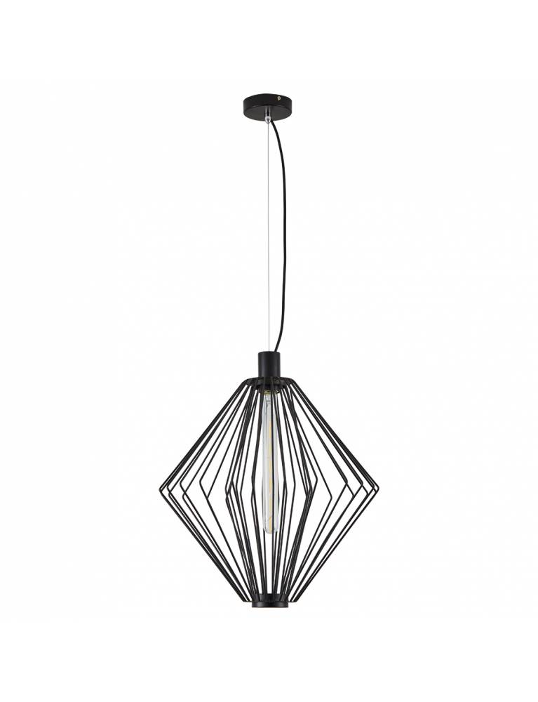 SE21-BL-42 MED BLACK METAL GRID PENDANT E4