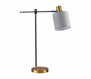 SE21-GM-36-SH1 ADEPT TABLE LAMP Gold Matt and Black Metal Table Lamp Grey Shade+