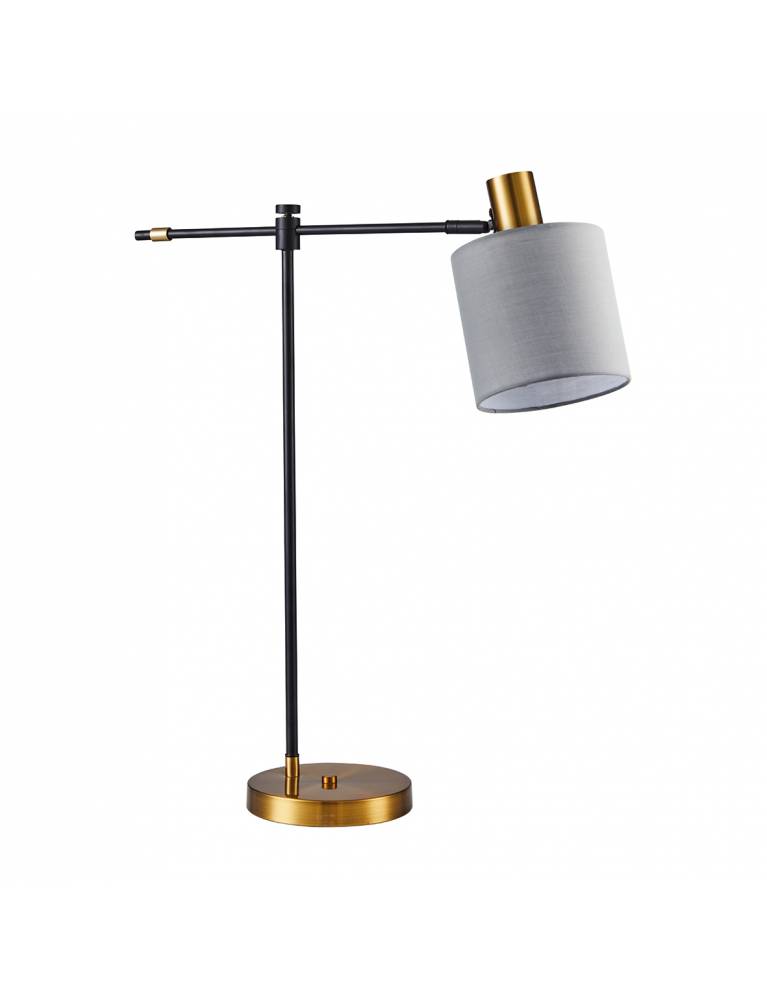 SE21-GM-36-SH1 ADEPT TABLE LAMP Gold Matt and Black Metal Table Lamp Grey Shade+