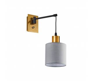 SE21-GM-9-SH1 ADEPT WALL LAMP Gold Matt and Black Metal Wall Lamp Grey Shade+