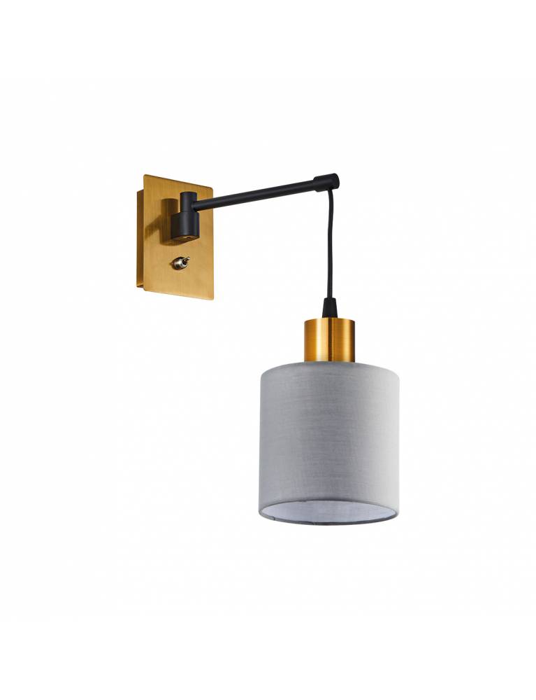 SE21-GM-9-SH1 ADEPT WALL LAMP Gold Matt and Black Metal Wall Lamp Grey Shade+