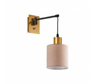 SE21-GM-9-SH3 ADEPT WALL LAMP Gold Matt and Black Metal Wall Lamp Brown Shade+