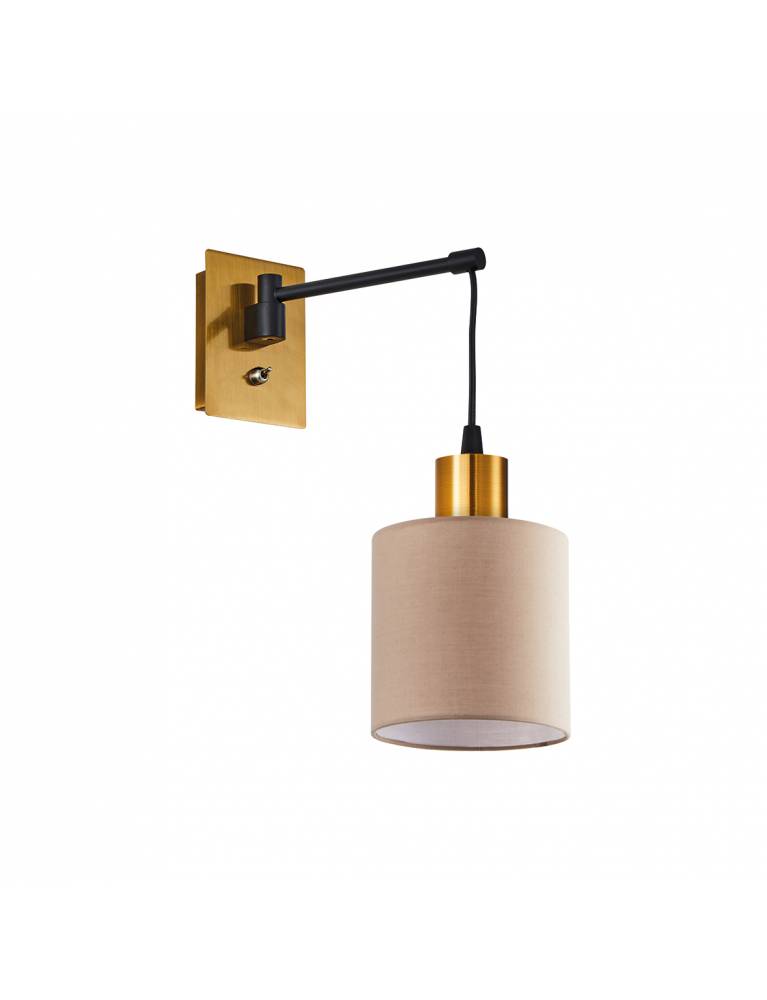 SE21-GM-9-SH3 ADEPT WALL LAMP Gold Matt and Black Metal Wall Lamp Brown Shade+