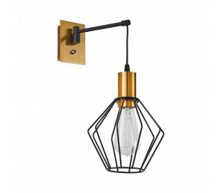 SE21-GM-9-GR1 ADEPT WALL LAMP Gold Matt and Black Metal Wall Lamp Black Metal Grid+