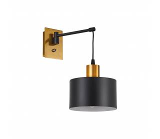 SE21-GM-9-MS1 ADEPT WALL LAMP Gold Matt and Black Metal Wall Lamp Black Metal Shade+