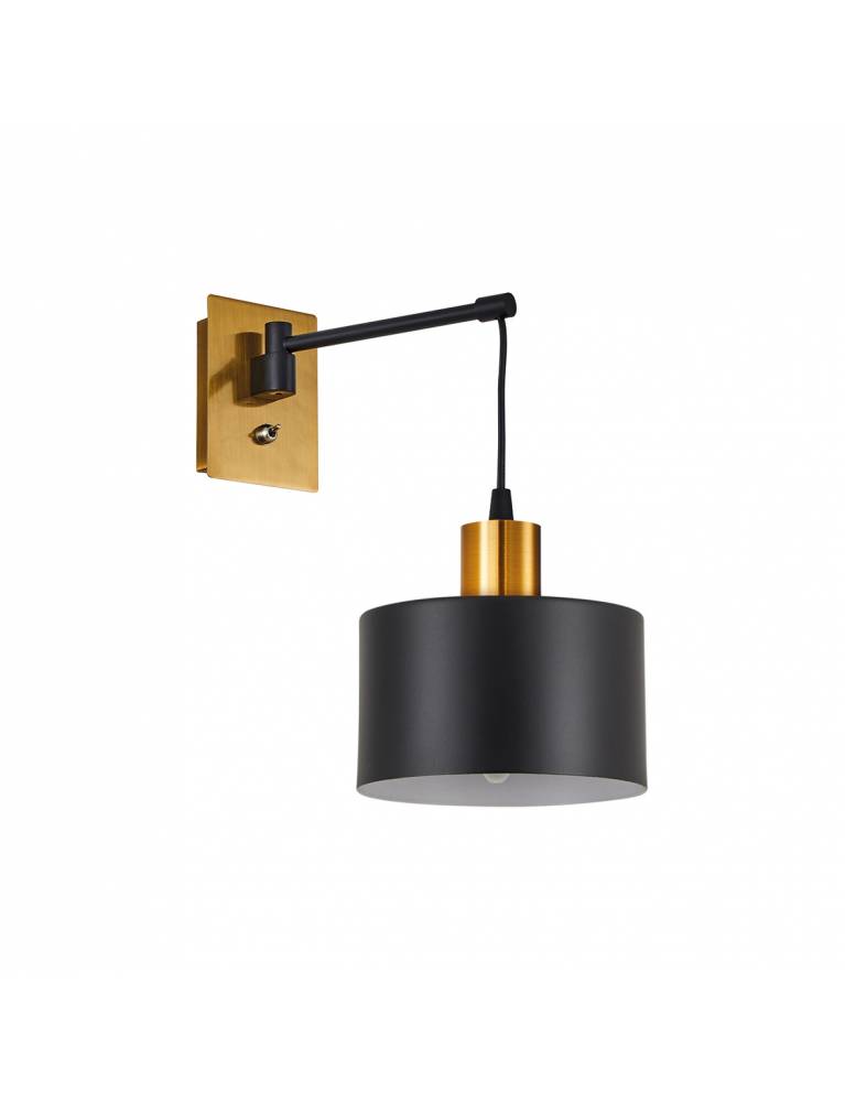 SE21-GM-9-MS1 ADEPT WALL LAMP Gold Matt and Black Metal Wall Lamp Black Metal Shade+