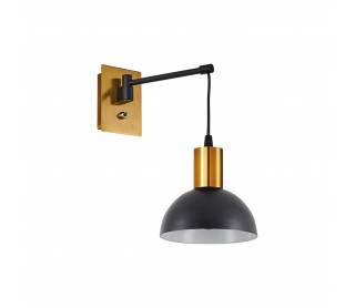 SE21-GM-9-MS3 ADEPT WALL LAMP Gold Matt and Black Metal Wall Lamp Black Metal Shade+