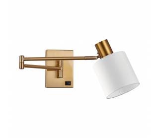 SE21-GM-52-SH1 ADEPT WALL LAMP Gold Matt Wall lamp with Switcher and White Shade+