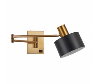 SE21-GM-52-MS1 ADEPT WALL LAMP Gold Matt Wall lamp with Switcher and Black Metal Shade+