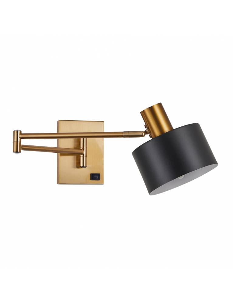 SE21-GM-52-MS1 ADEPT WALL LAMP Gold Matt Wall lamp with Switcher and Black Metal Shade+