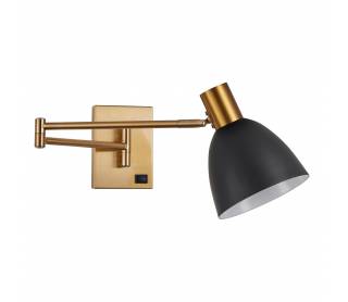 SE21-GM-52-MS2 ADEPT WALL LAMP Gold Matt Wall lamp with Switcher and Black Metal Shade+