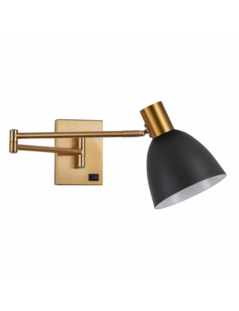 SE21-GM-52-MS2 ADEPT WALL LAMP Gold Matt Wall lamp with Switcher and Black Metal Shade+