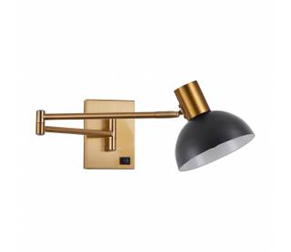 SE21-GM-52-MS3 ADEPT WALL LAMP Gold Matt Wall lamp with Switcher and Black Metal Shade+