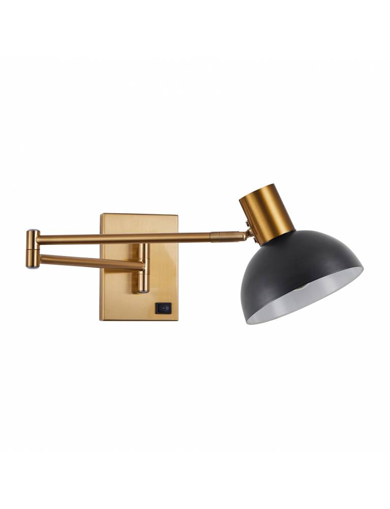 SE21-GM-52-MS3 ADEPT WALL LAMP Gold Matt Wall lamp with Switcher and Black Metal Shade+