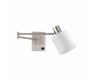 SE21-NM-52-SH1 ADEPT WALL LAMP Nickel Matt Wall lamp with Switcher and White Shade+