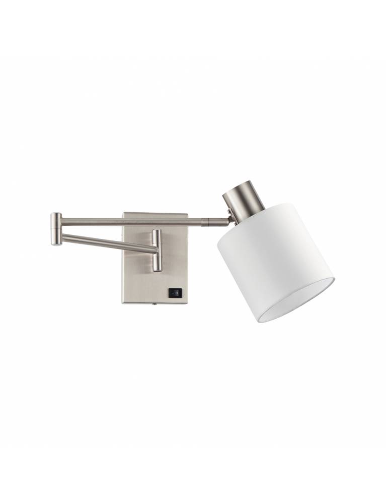 SE21-NM-52-SH1 ADEPT WALL LAMP Nickel Matt Wall lamp with Switcher and White Shade+