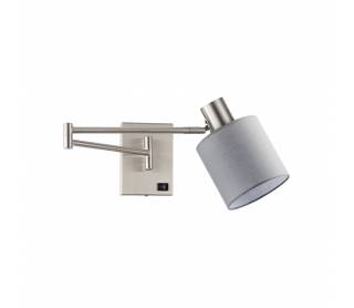 SE21-NM-52-SH2 ADEPT WALL LAMP Nickel Matt Wall lamp with Switcher and Grey Shade+