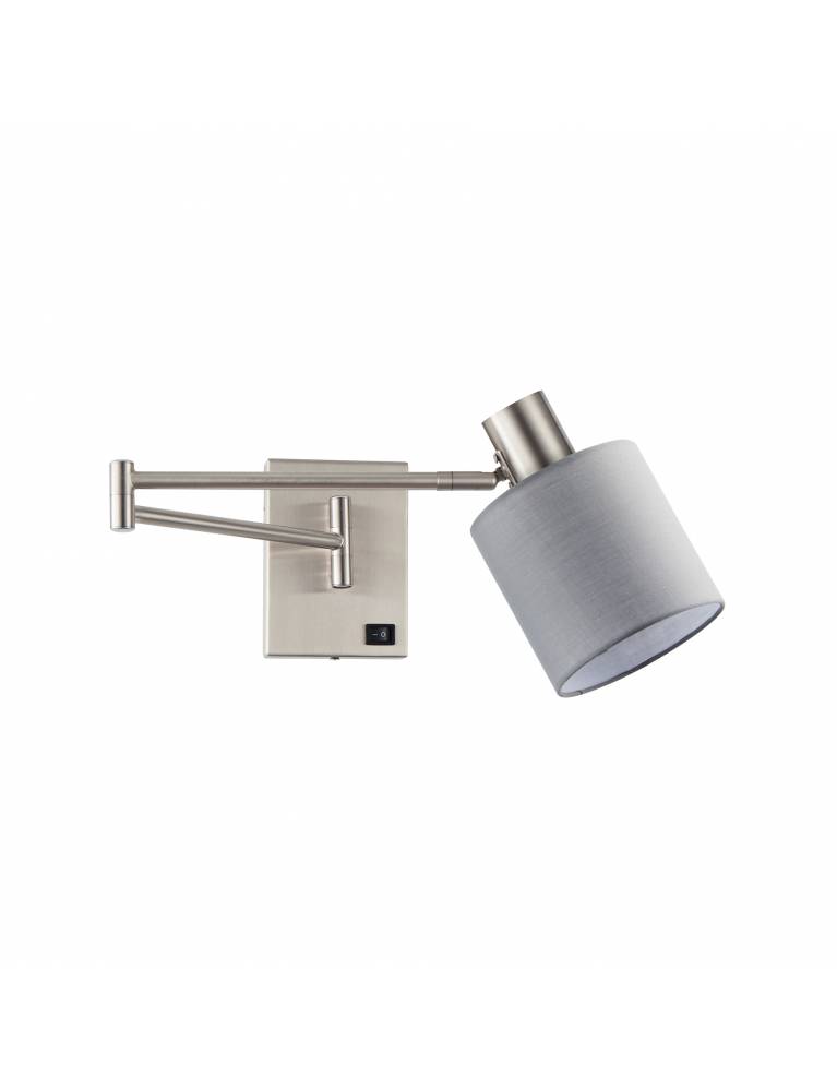 SE21-NM-52-SH2 ADEPT WALL LAMP Nickel Matt Wall lamp with Switcher and Grey Shade+