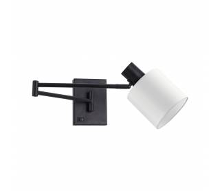 SE21-BL-52-SH1 ADEPT WALL LAMP Black Wall Lamp with Switcher and White Shade+