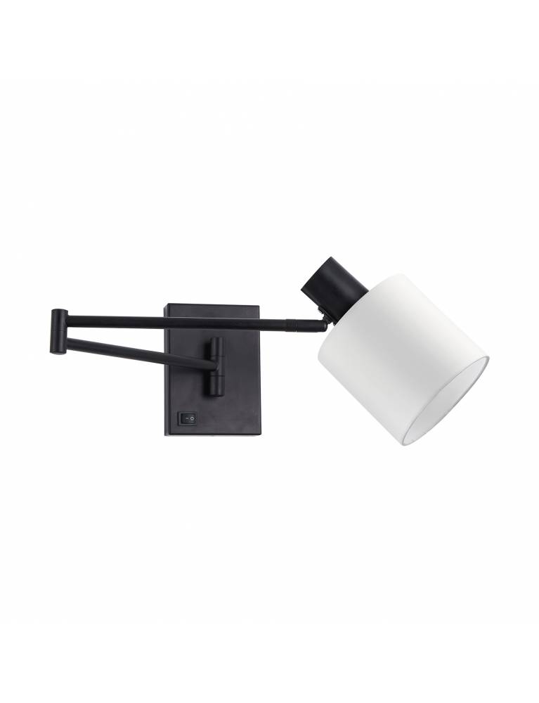 SE21-BL-52-SH1 ADEPT WALL LAMP Black Wall Lamp with Switcher and White Shade+