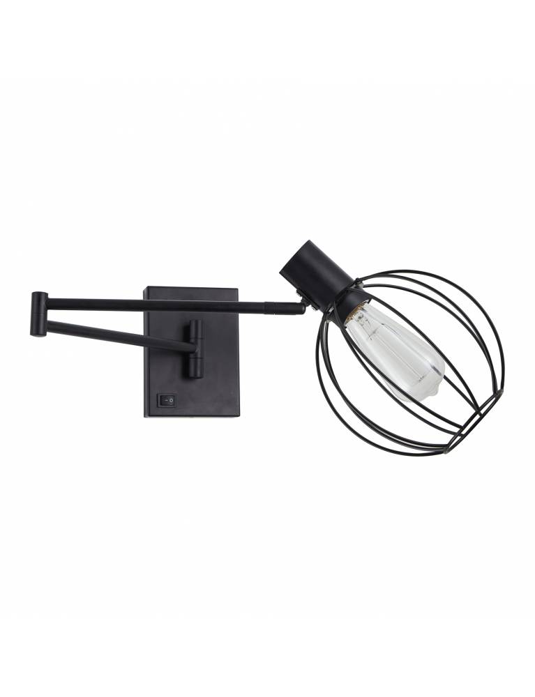 SE21-BL-52-GR2 ADEPT WALL LAMP Black Wall Lamp with Switcher and Black Metal Grid+