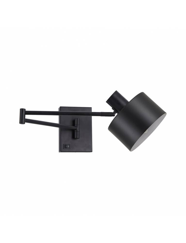 SE21-BL-52-MS1 ADEPT WALL LAMP Black Wall Lamp with Switcher and Black Metal Shade+