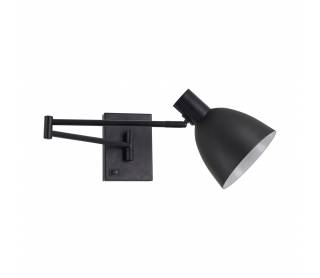 SE21-BL-52-MS2 ADEPT WALL LAMP Black Wall Lamp with Switcher and Black Metal Shade+