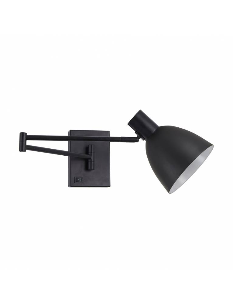 SE21-BL-52-MS2 ADEPT WALL LAMP Black Wall Lamp with Switcher and Black Metal Shade+