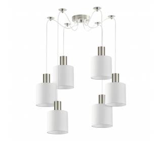 SE21-NM-4-NM6-SH1 ADEPT TUBE Nickel Matt Pendant White Fabric Shade+